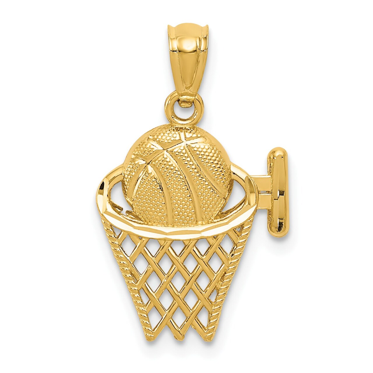14K Yellow Gold Basketball In The Net Charm FindingKing Jewerly 21mm x 13mm